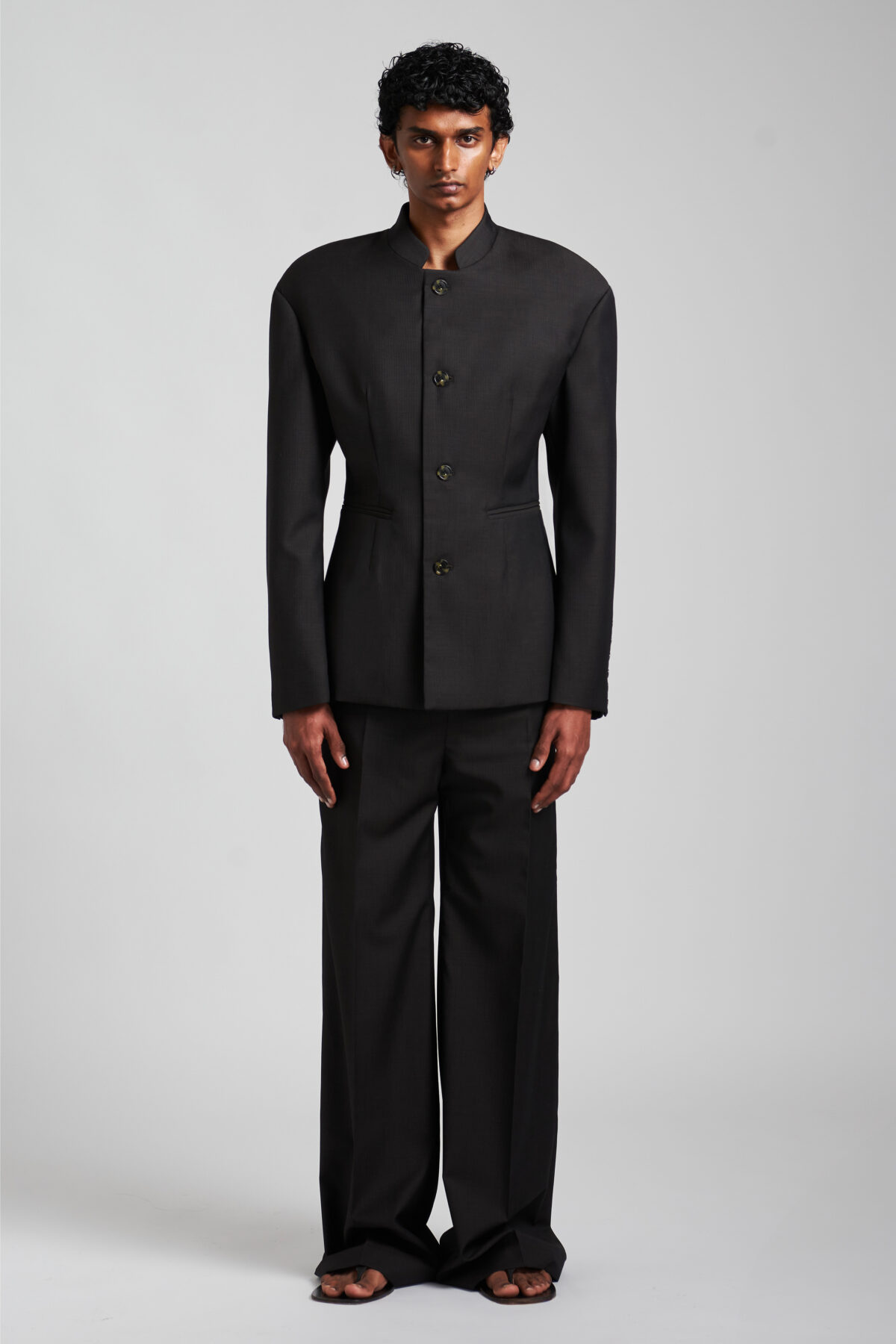 TEXTURED COOL WOOL SUIT JACKET